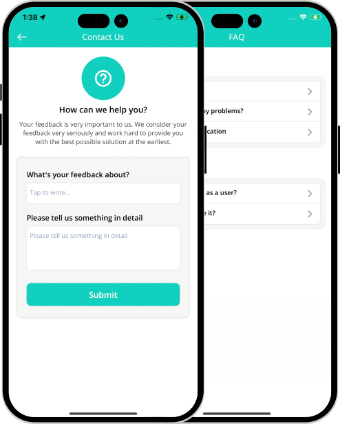 user app login and registration screen