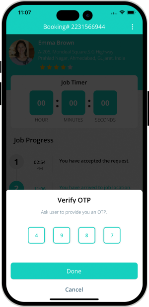 OTP Verification to Start the Job
