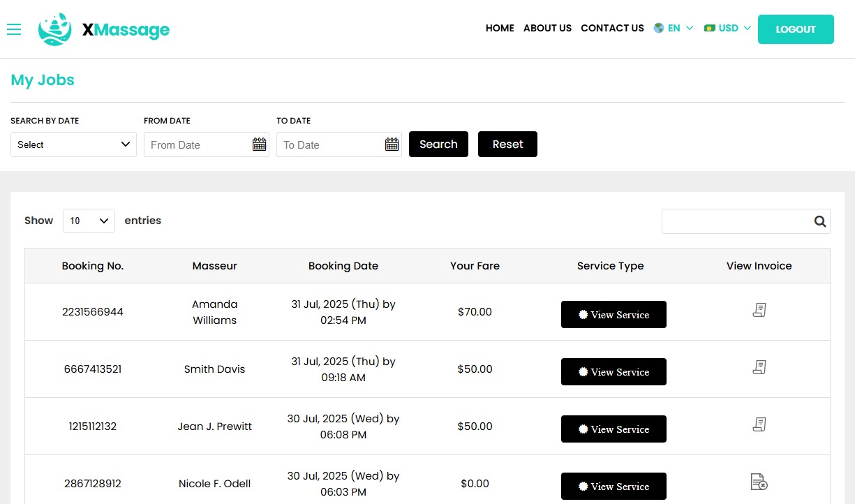 User Bookings