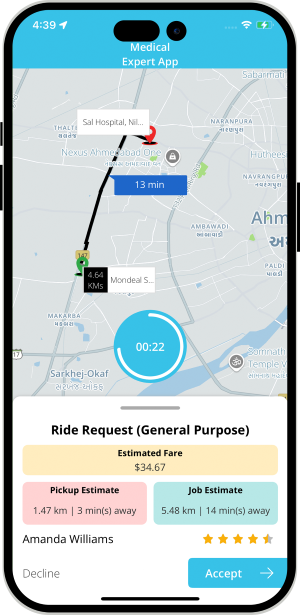 Driver accept or decline the request