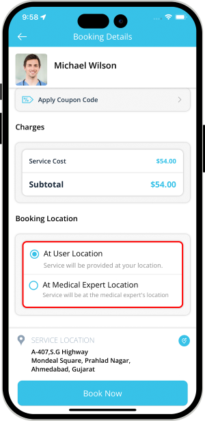 Select booking location