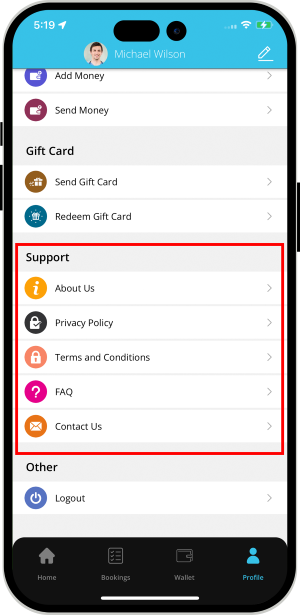 Information like About Us, Privacy Policy, Terms and Conditions, Contact US and FAQ.