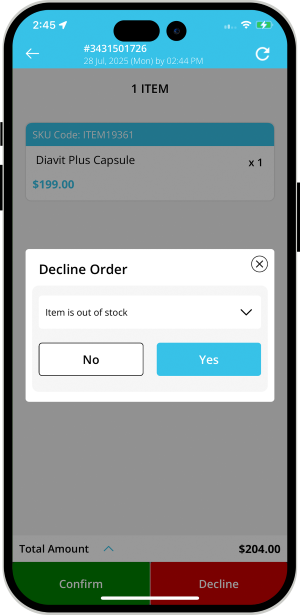 Order cancellation by Store