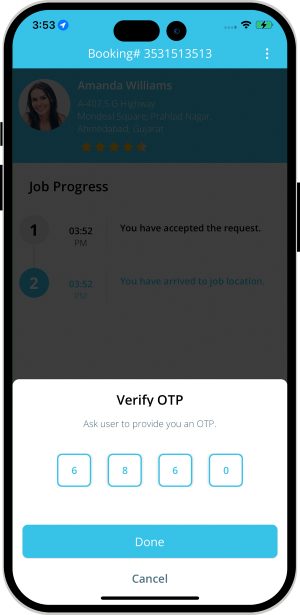 OTP Verification to Start the Job