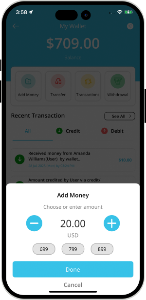 user and Medical Expert manage their wallet
