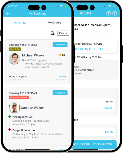 user app login and registration screen
