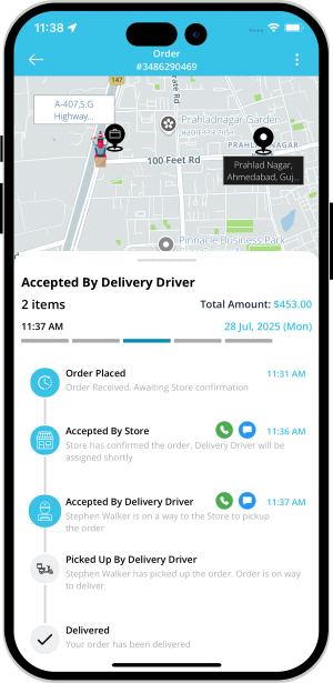 user see assigned driver for pickup of order