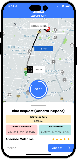 Driver accept or decline the request