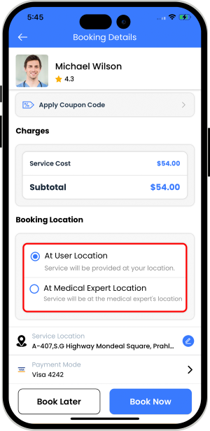 Select booking location