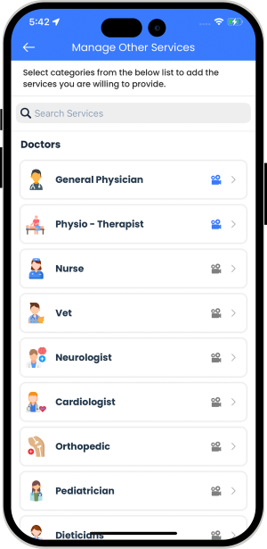 choose service categories