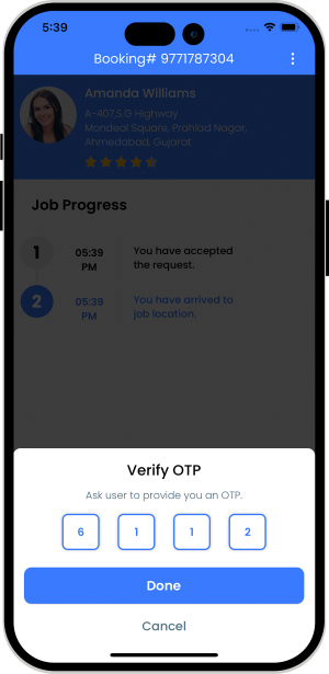 OTP Verification to Start the Job