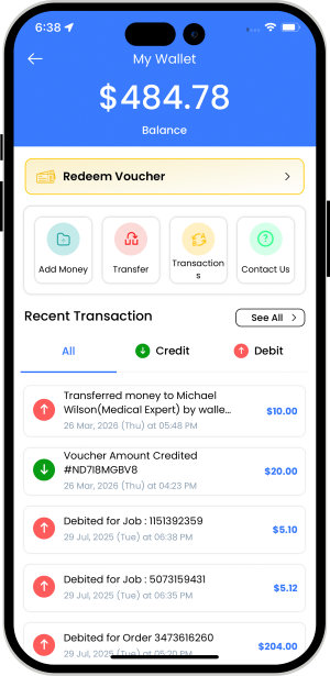 user and Medical Expert manage their wallet