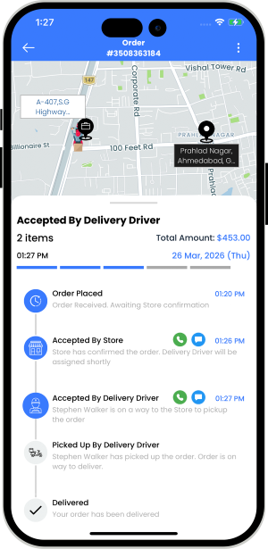 user see assigned driver for pickup of order