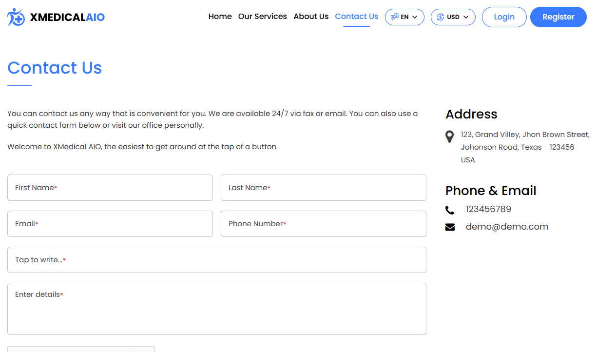 Contact us Page