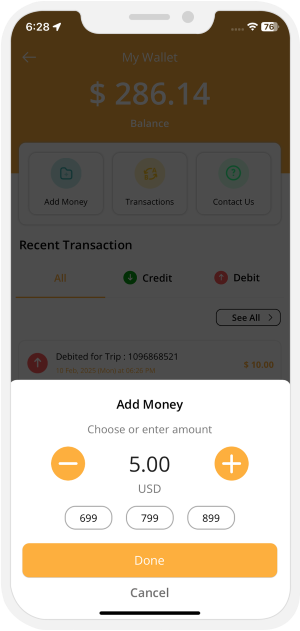 Add money to wallet