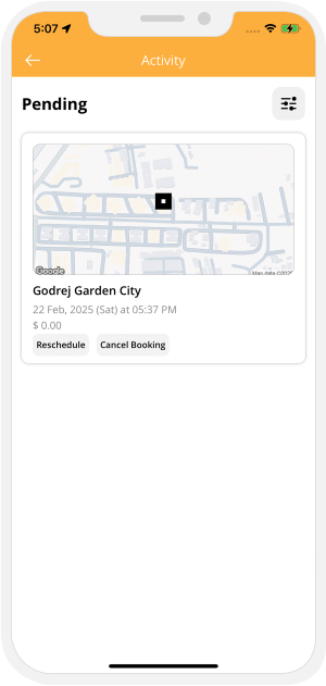 Ride Later booking in My Bookings section