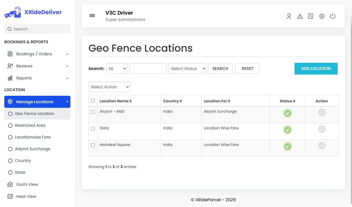 Manage Geo Fence Locations