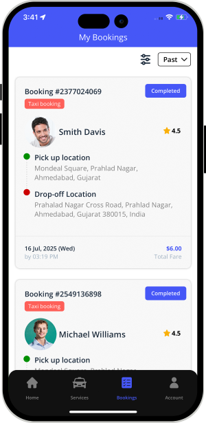 user app login and registration screen