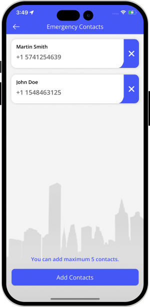emergency contacts added
