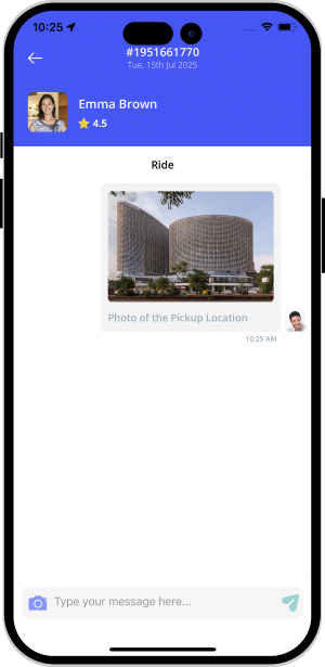 Driver updates when he arrives at pickup location