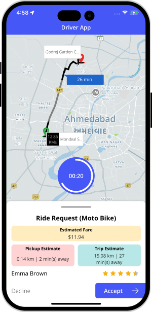 Provider accept or decline request