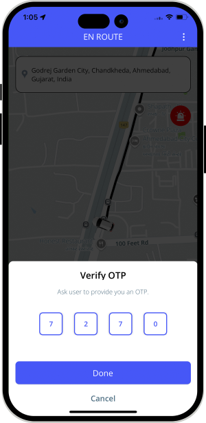 OTP Verification to Start the Ride