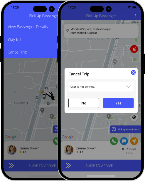 Driver login and registration screen