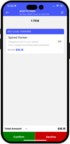 total bill amount confirm or decline