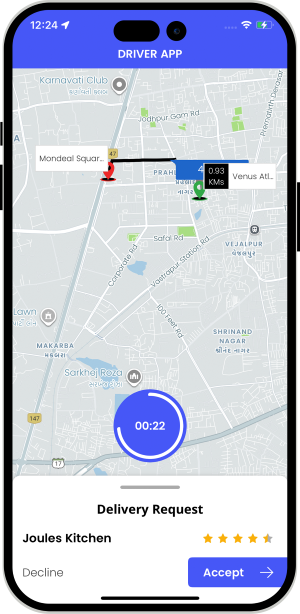 delivery driver sees request