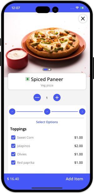 user add food item to basket