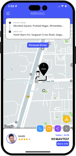 Rider can see the location of the Driver on a Map