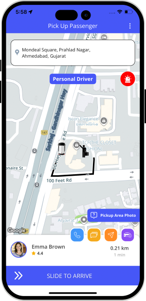 Driver updates when he arrives at pickup location