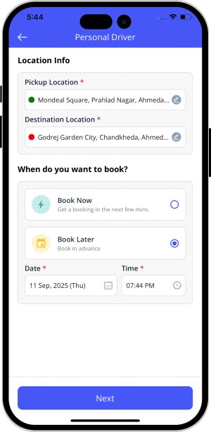 Select booking location