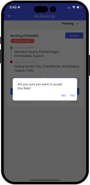 driver slide to end trip and rider get notification for Trip completed