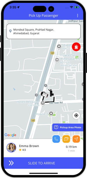 Driver can see the pickup location on a map