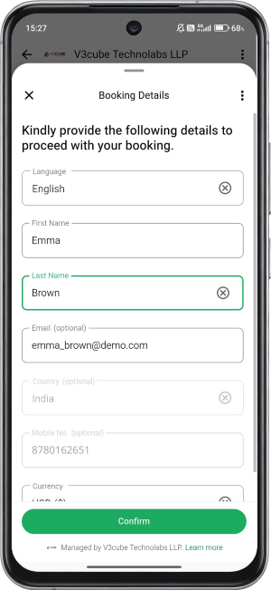provide booking details
