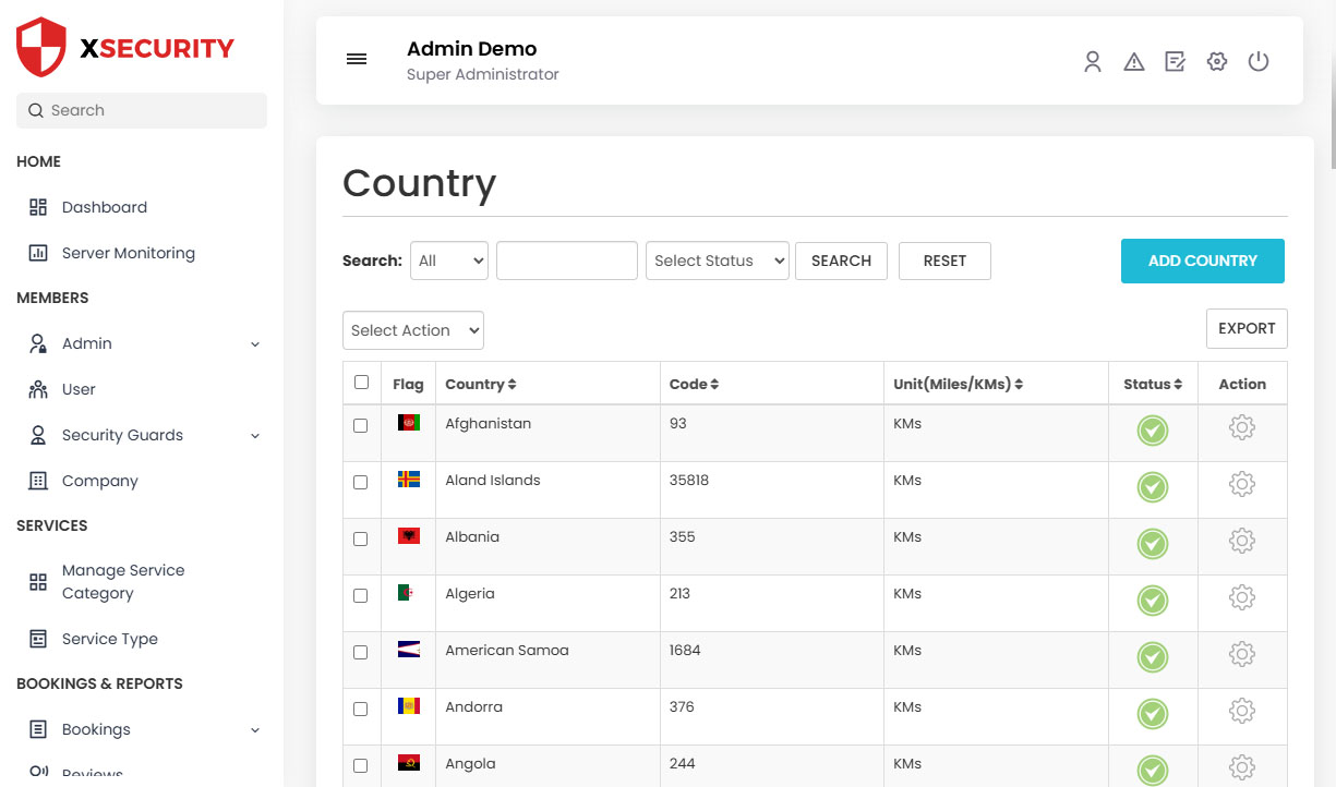 Manage Country