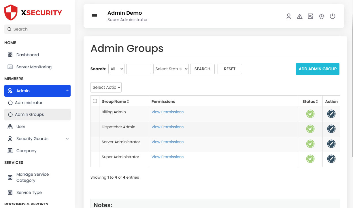 Admin Groups
