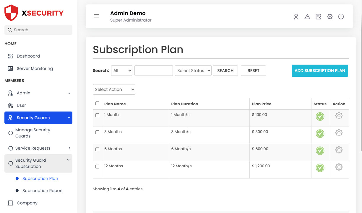 Manage Subscription Plan