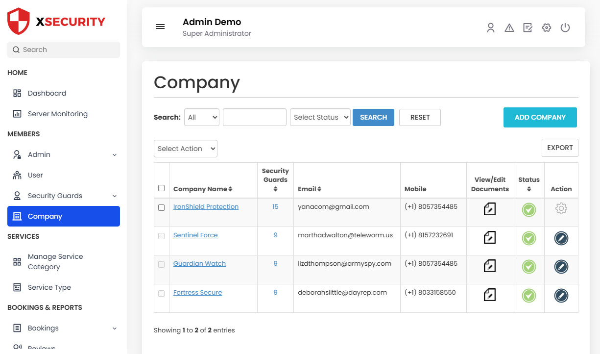 Manage Company