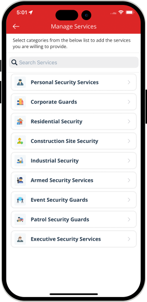 choose service categories
