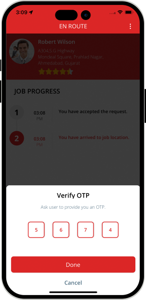 OTP Verification to Start the Job