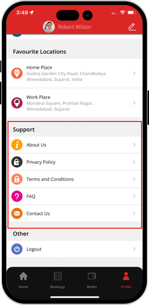 Information like About Us, Privacy Policy, Terms and Conditions, Contact US and FAQ.