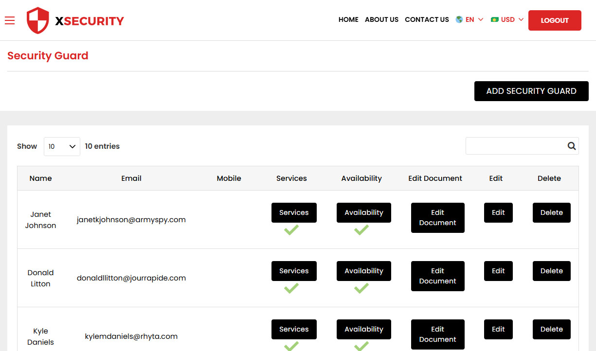 Company - Manage Security Guards