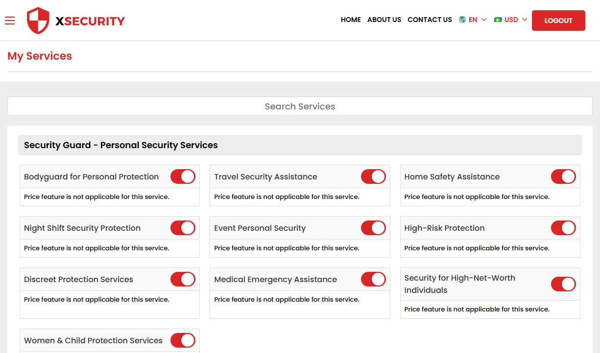 Security Guard - Manage Services