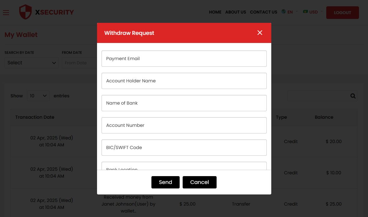 Payment Withdraw Request