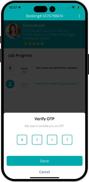 OTP Verification to Start the Job