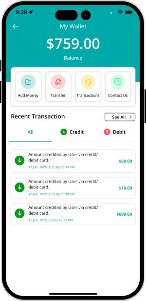user and provider manage their wallet