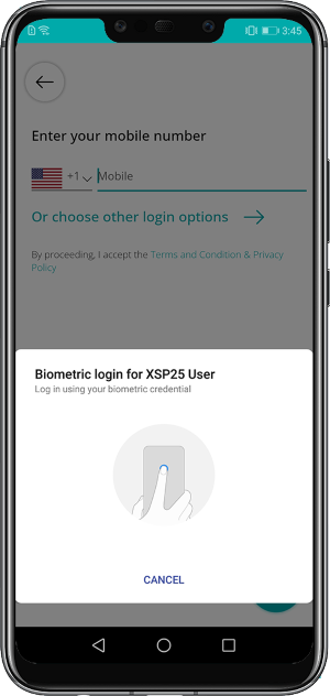 Biometric login