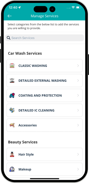choose service categories